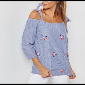 Beautiful cold shoulder blouse with shoulder ties